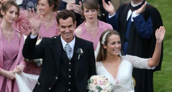 Sophia Olivia Murray's parents, Andy Murray and Kim Sears, during their wedding.